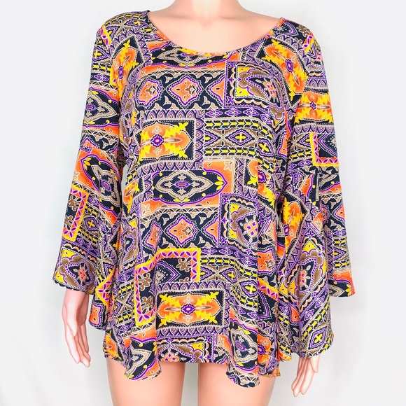 Hot in Hollywood Tribal print in Purple and Yellow - Picture 1 of 8